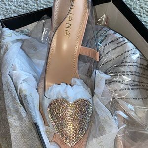 Liliana Kimye Nude Heart Rhinestone Stilettos